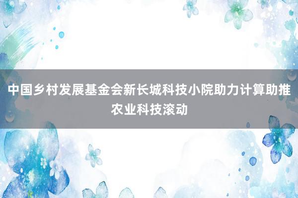 中国乡村发展基金会新长城科技小院助力计算助推农业科技滚动