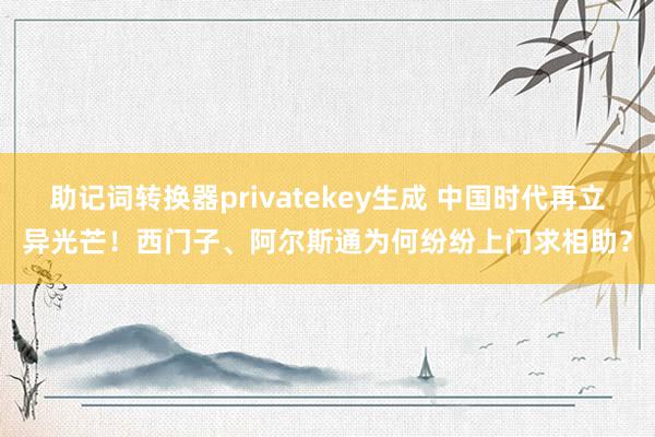 助记词转换器privatekey生成 中国时代再立异光芒！西门子、阿尔斯通为何纷纷上门求相助？