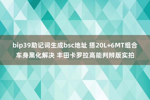 bip39助记词生成bsc地址 搭20L+6MT组合车身黑化解决 丰田卡罗拉高能判辨版实拍