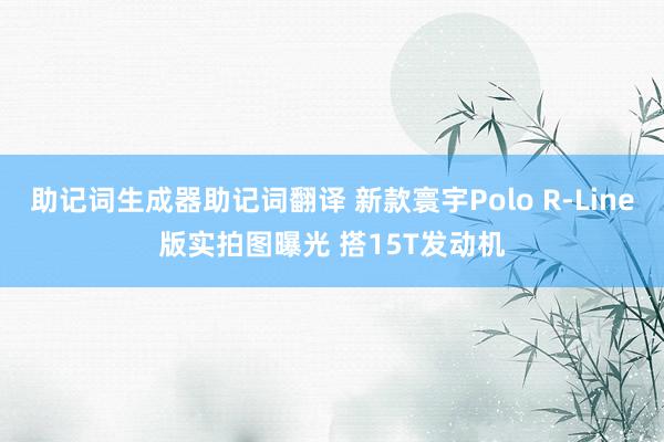 助记词生成器助记词翻译 新款寰宇Polo R-Line版实拍图曝光 搭15T发动机