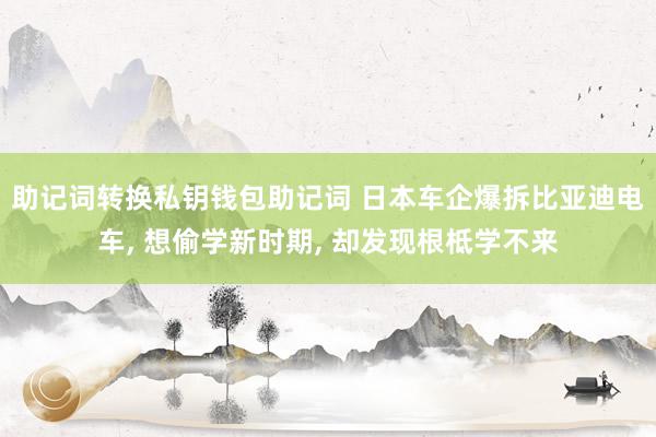 助记词转换私钥钱包助记词 日本车企爆拆比亚迪电车, 想偷学新时期, 却发现根柢学不来